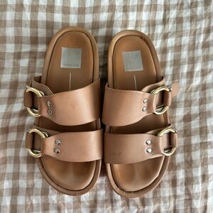 Dolce Vita Brown Buckle Slide Sandals